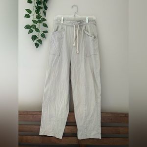 Comfy paper bag waistband pants, grey taupe color, size small,